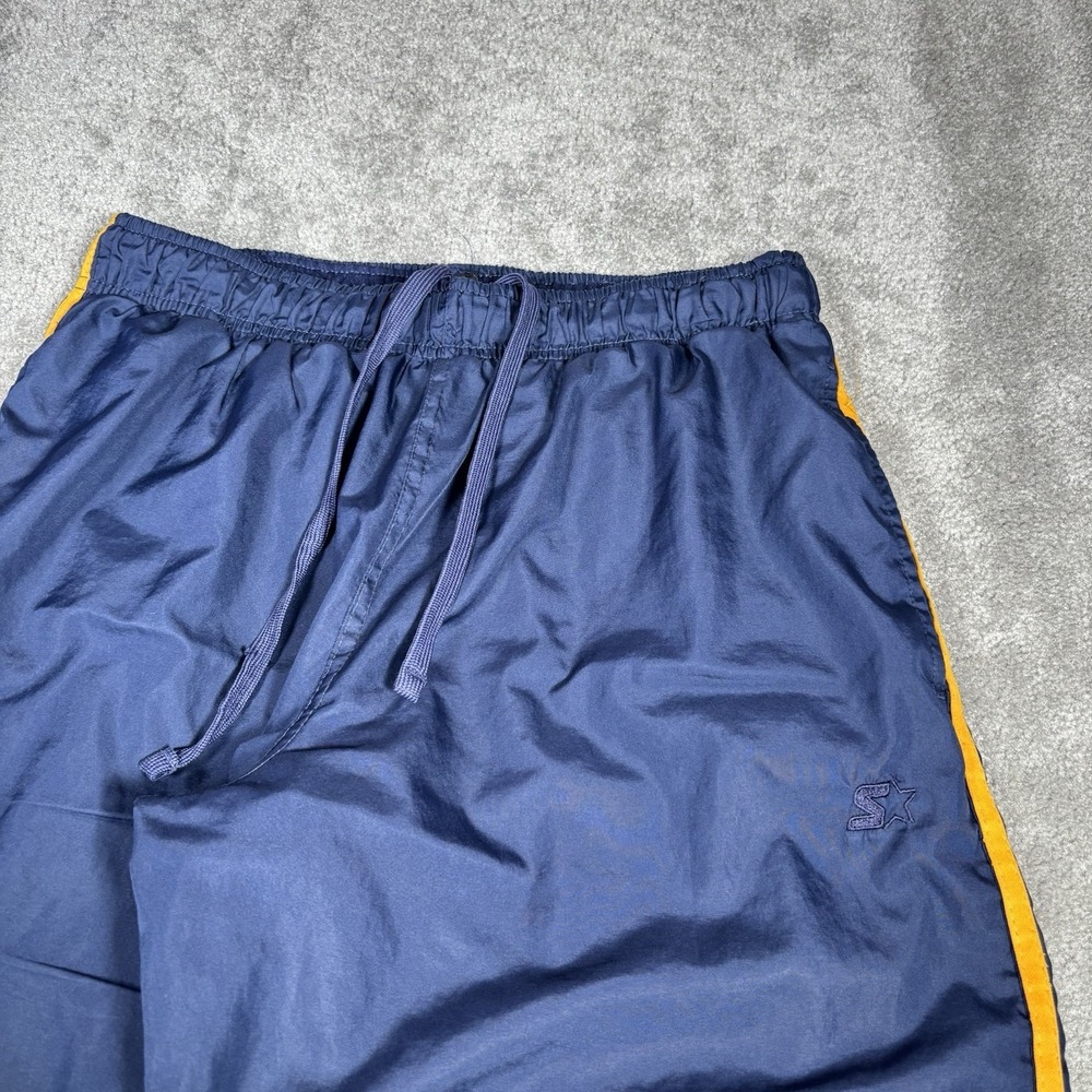Starter Track Pants Mens M Blue Striped Windbreaker Fleece Lined Baggy Y2K